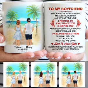 To my boyfriend Promise Encourage Inspire Palm Beach, Customized mug, Anniversary gifts, Personalized love gift for him