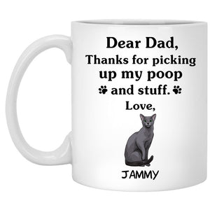 Thanks for picking up my poop and stuff, Funny Russian Blue Cat Personalized Coffee Mug, Custom Gift for Cat Lovers