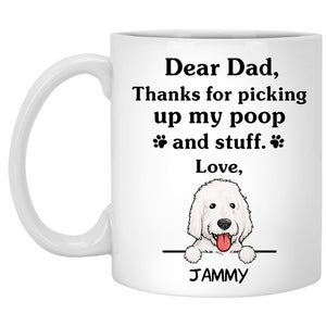 Thanks for picking up my poop and stuff, Funny Labradoodle (White) Personalized Coffee Mug, Custom Gifts for Dog Lovers