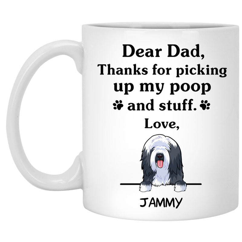 Thanks for picking up my poop and stuff, Funny Beared Collie (Beardie) Personalized Coffee Mug, Custom Gifts for Dog Lovers