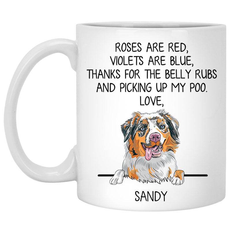 Roses are Red, Funny Aussie Personalized Coffee Mug, Custom Gifts for Dog Lovers