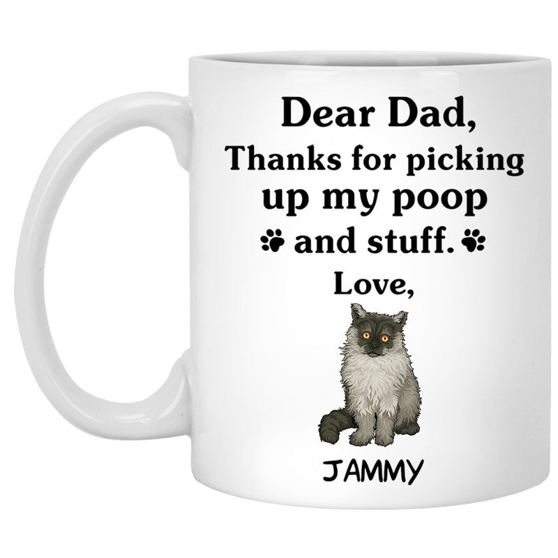 Thanks for picking up my poop and stuff, Funny Selkirk Rex Cat Personalized Coffee Mug, Custom Gift for Cat Lovers