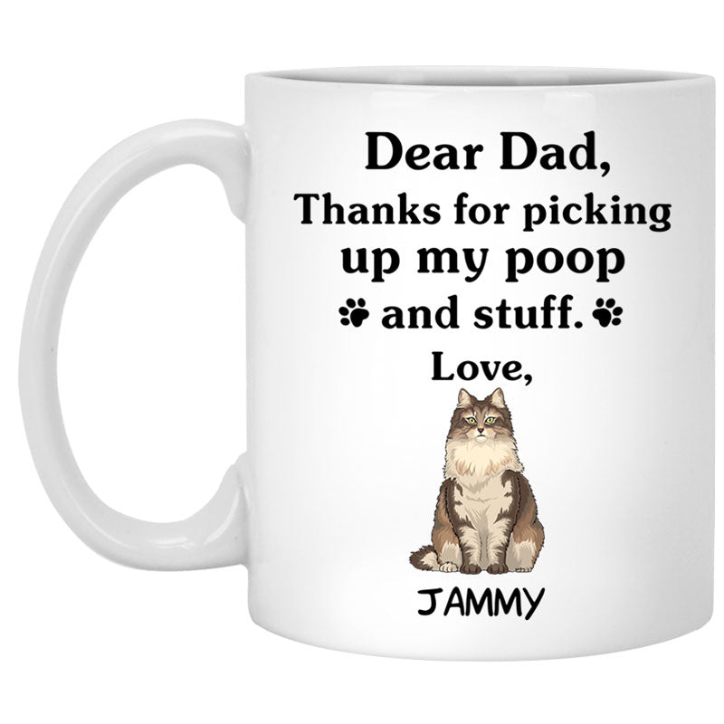 Thanks for picking up my poop and stuff, Funny Norwegian Forest Cat Personalized Coffee Mug, Custom Gift for Cat Lovers