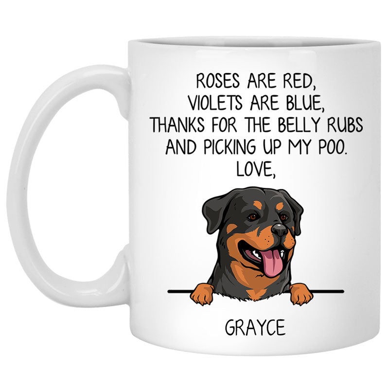 Roses are Red, Funny Rottweiler Personalized Coffee Mug, Custom Gifts for Dog Lovers