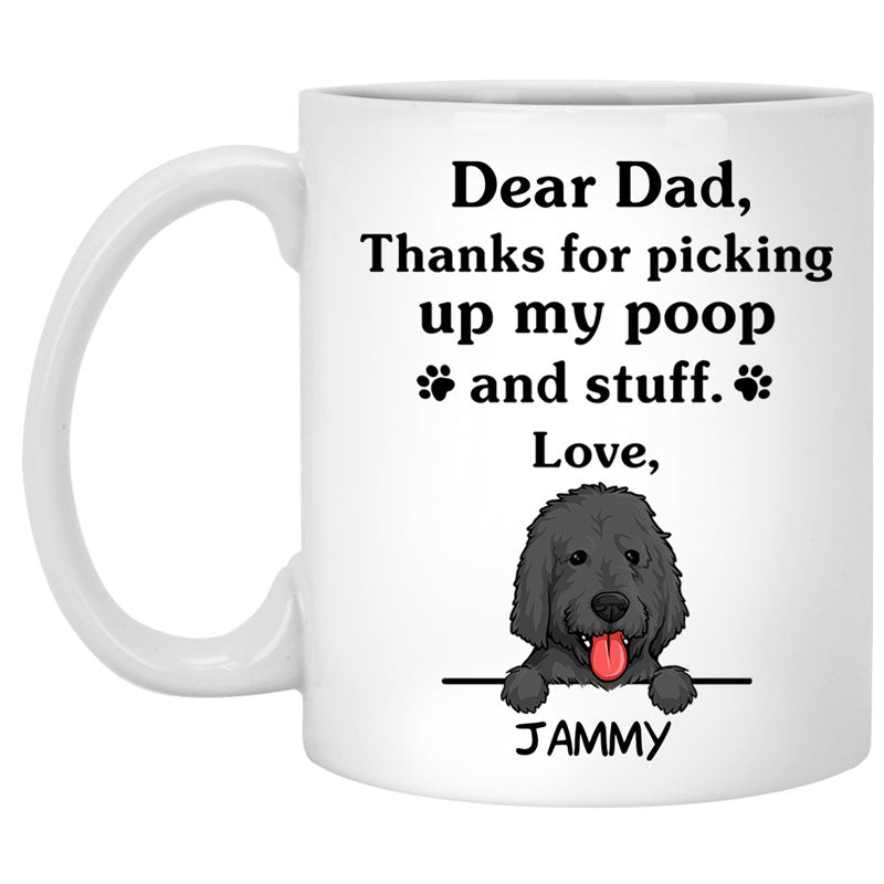 Thanks for picking up my poop and stuff, Funny Labradoodle (Black) Personalized Coffee Mug, Custom Gifts for Dog Lovers