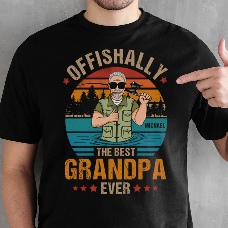 Offishally The Best Grandpa or Dad Old Man, Fishing Shirt, Personalized Father's Day Shirt