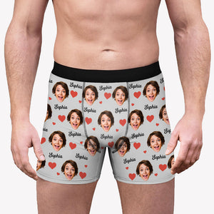 Face And Name Pattern, Personalized Boxer, Funny Valentine Gift For Him, Custom Photo