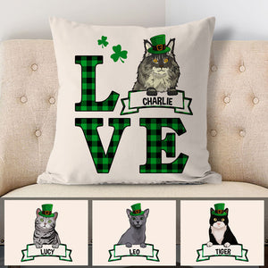 Love, Personalized St. Patrick's Day Pillows, Custom Gift for Cat Lovers