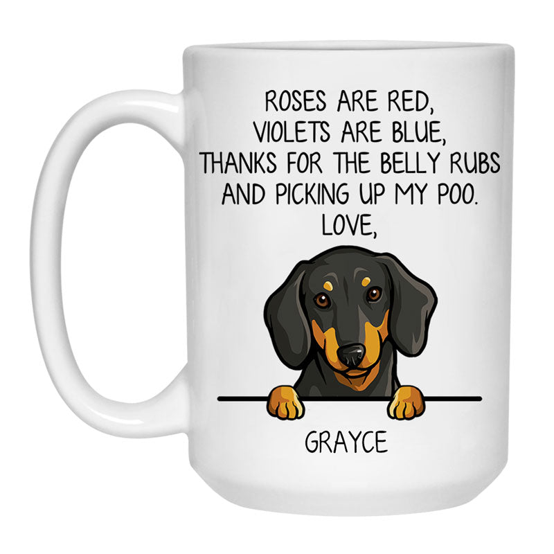 Roses are Red, Funny Dachshund Personalized Coffee Mug, Custom Gifts for Dog Lovers