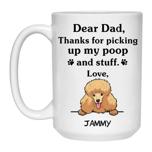 Thanks for picking up my poop and stuff, Funny Poodle (Golden) Coffee Mug, Custom Gifts for Dog Lovers