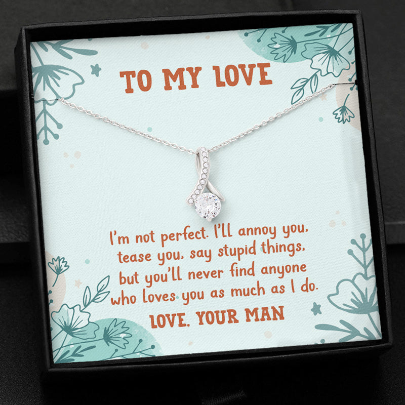 I'm Not Perfect But I Love You, Personalized Message Card Jewelry, Valentine's Day Gift For Her