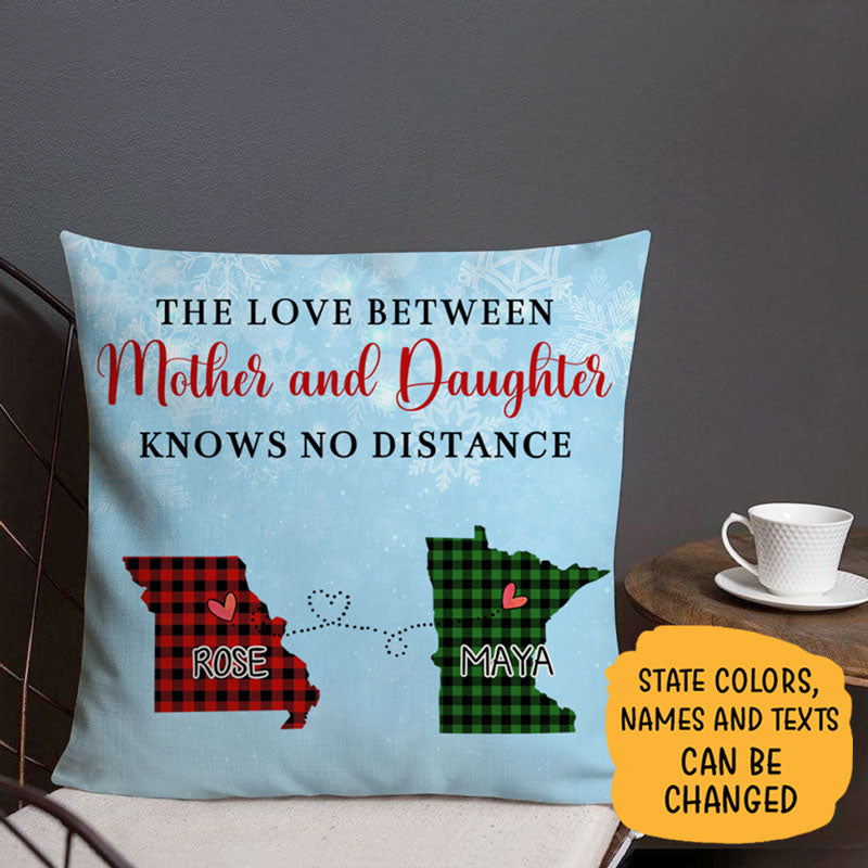 The Love between Mother and Daughter, Personalized State Colors Pillow, Custom Christmas Gift