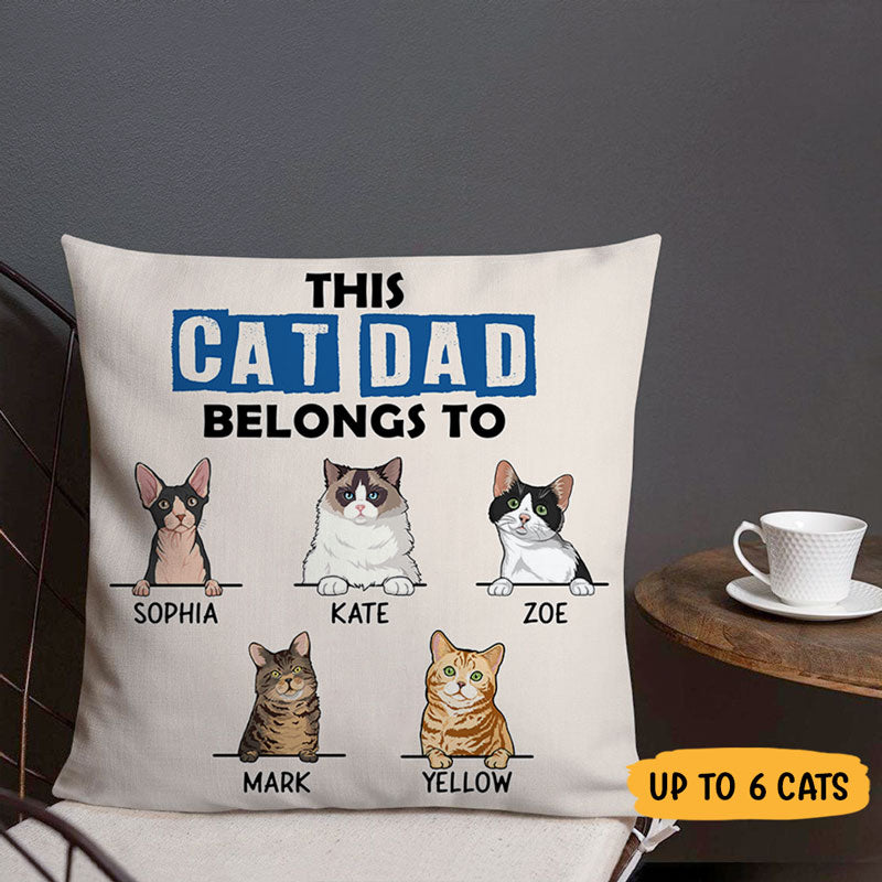 This Cat Dad Belongs To, Personalized Pillows, Custom Gift for Cat Lovers