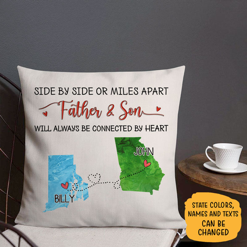 Family will always be connected by heart Long Distance, Personalized State Colors Pillow, Custom Moving Gift