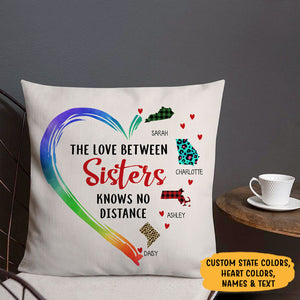 The Love Between Family Knows No Distance, Personalized State Colors Pillow, Custom Moving Gift