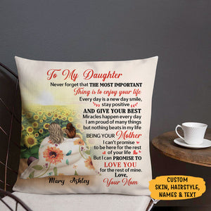 Personalized Gift To Daughter Sunflower, Never Forget The Most Important Thing, Custom Pillow