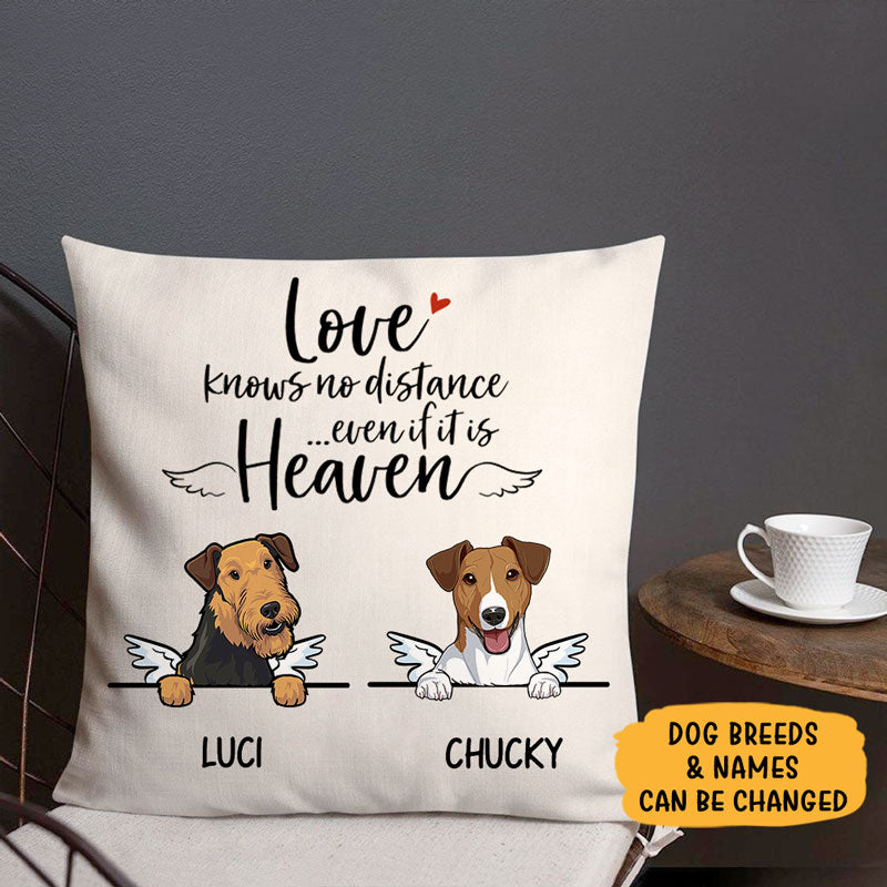 Love Knows No Distance, Memorial Personalized Pillows, Custom Gift for Dog Lovers