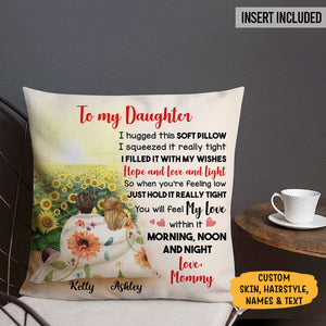 Personalized Gift To Daughter, Granddaughter Sunflower, Hugged This Soft Pillow, Custom Pillow