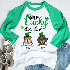 One Lucky Dog Dad, St Patrick's Day Shirt 2021, Personalized St. Patrick's Day Unisex Raglan Shirt, St Patricks Day