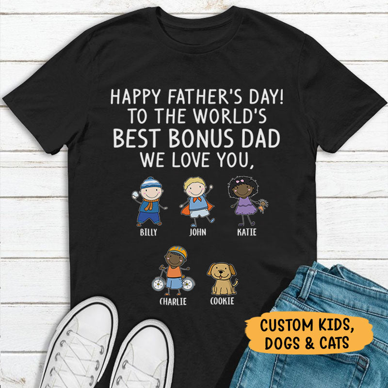 Happy Father's Day Best Bonus Dad, Custom Shirt, Personalized Father's Day Gift