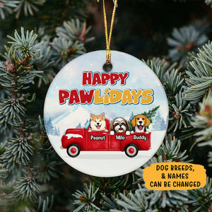 Happy Pawlidays, Personalized Circle Ornaments, Custom Gift for Dog Lovers