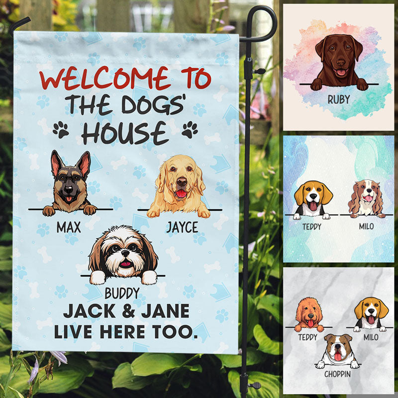 Live Here Too, Custom Garden Flags, Printing Flags, Personalized Dog Decorative Garden Flags