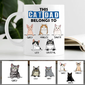 This Cat Dad Belongs To, Custom Coffee Mug, Personalized Gifts for Cat Lovers