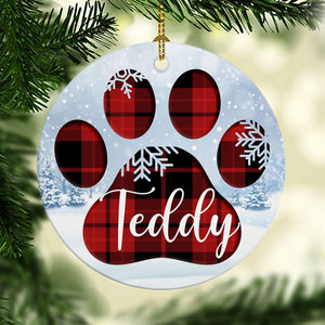 Personalized Name Paw Snow, Christmas Ornaments, Custom Gift for Pet Lovers