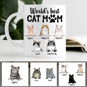 World's Best Cat Mom, Custom Coffee Mug, Personalized Gifts for Cat Lovers