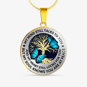 My Mind Still Talks To You, Luxury Picture Necklace, Unique Custom Engrave Circle Pendant