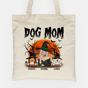 Dog Mom, Halloween, Personalized Canvas Tote Bag, Gift For Dog Lovers