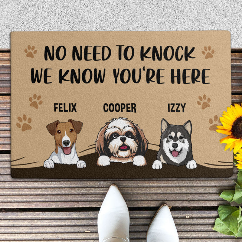 No Need To Knock Doormat, Gift For Dog Lovers, Personalized Doormat, New Home Gift