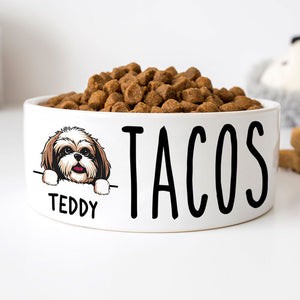 Personalized Custom Dog Bowls, White Ceramic, Unique Gift for Dog Lovers