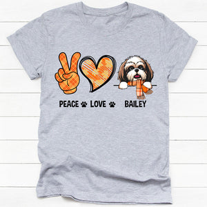 Peace Love Autumn, Personalized T-Shirt, Custom Shirt For Dog Lovers, Personalized Gifts