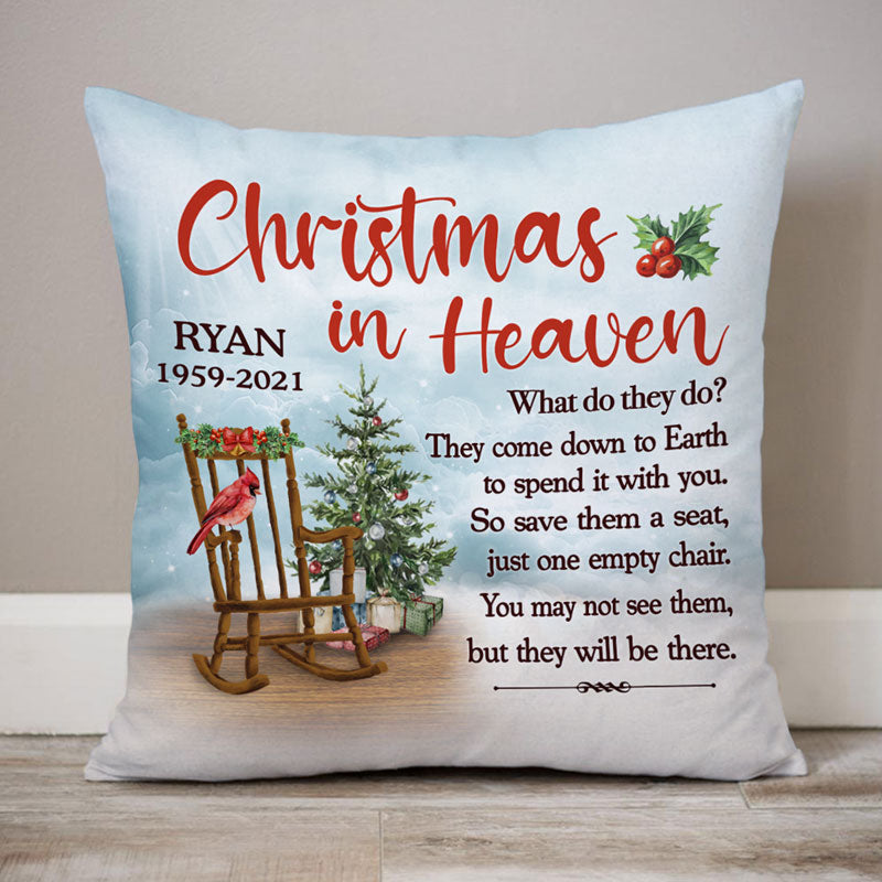 Christmas In Heaven, Memorial Gift, Personalized Pillow