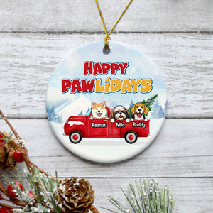 Happy Pawlidays, Personalized Circle Ornaments, Custom Gift for Dog Lovers