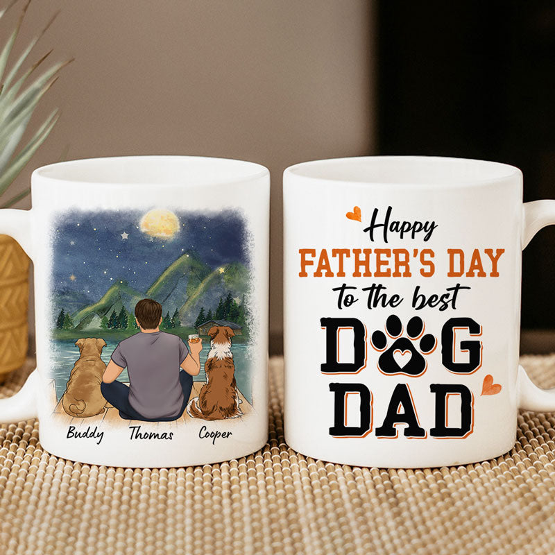 Happy Father's Day Best Dog Dad, Personalized Mug, Gift For Dog Lovers