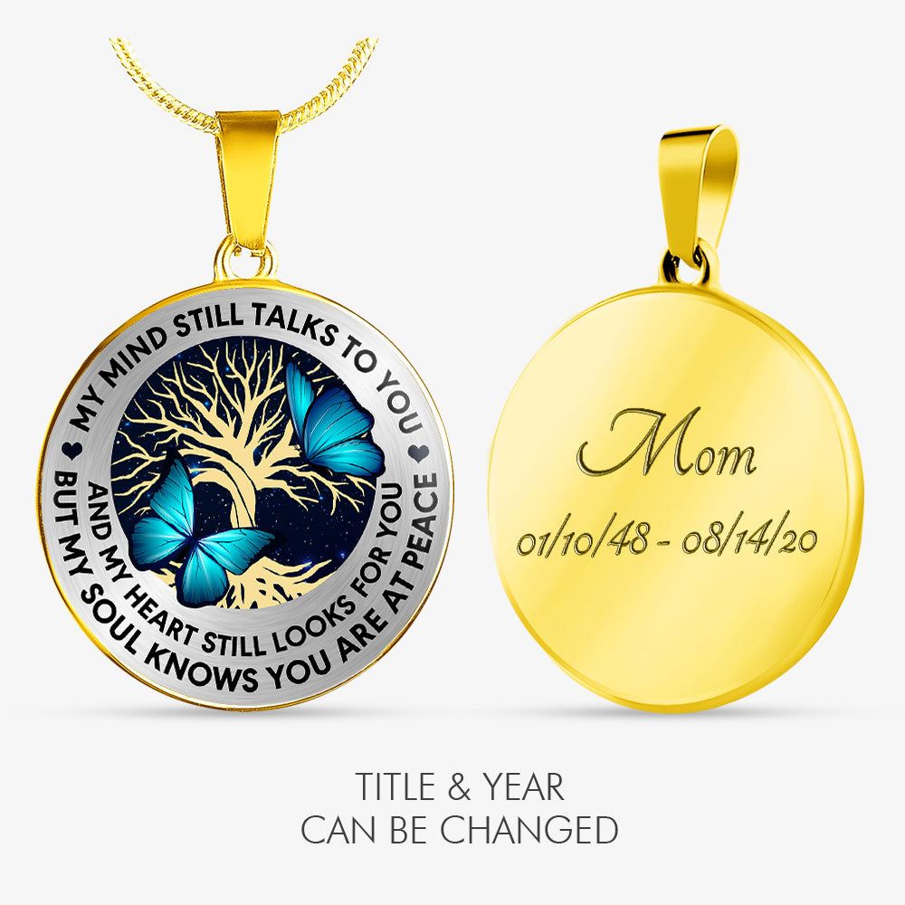 My Mind Still Talks To You, Luxury Picture Necklace, Unique Custom Engrave Circle Pendant