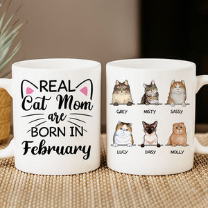 Real Cat Mom Are Born, Personalized Coffee Mug, Gift for Cat Lovers, Mother's Day Gifts