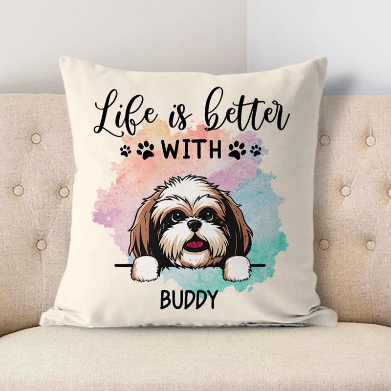 Life Is Better With Dogs, Personalized Pillows, Custom Gift for Dog Lovers