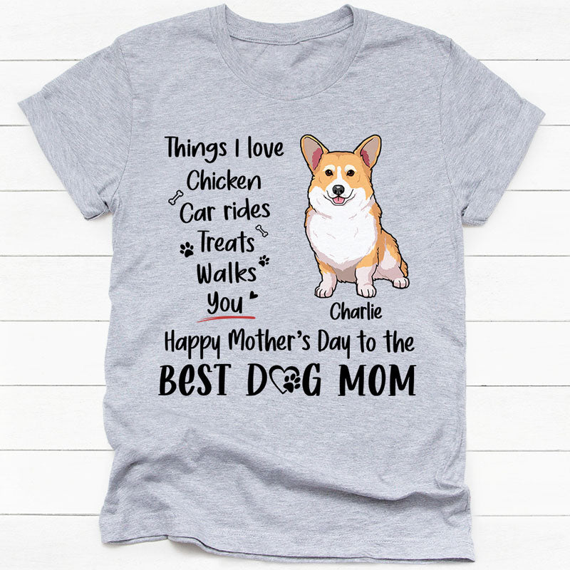 I Love Chicken Car Rides Walks Treats, Personalized Shirt, Custom Gifts For Dog Lovers