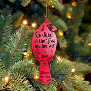 Cardinal On The Tree Memorial Ornament, Christmas Shaped Ornament, Christmas Decoration