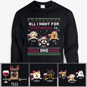 Dogs and Wine, Personalized Custom Sweaters, T shirts, Christmas Gifts for Dog Lovers