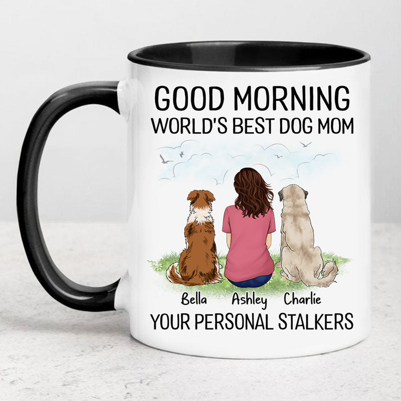 Good Morning World's Best Dog Mom, Personalized Accent Mug, Custom Gift For Dog Lovers, Mother's Day Gifts