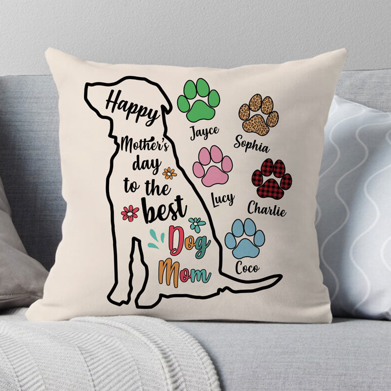 Happy Mother's Day To The Best Dog Mom, Personalized Pillows, Custom Gift for Dog Lovers