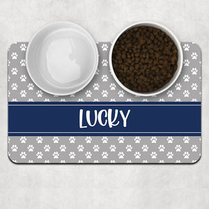 Custom Paw Background Pet Placemat, Personalized Pet Food Mat, Gifts For Pet Lovers