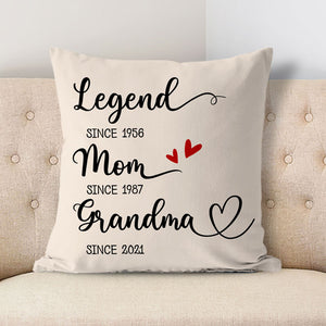 Legend Mom Grandma Since Year, Personalized Pillow, Custom Family Gift Ideas