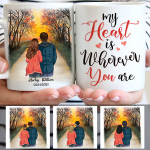 My Heart Is Wherever You Are, Sunset, Anniversary gifts, Personalized Mugs, Valentine's Day gift