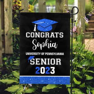 Congrats Graduation Pattern Flag, Personalized Garden Flags, Graduation Gifts