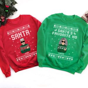 Santa's Favorite Ho, Personalized Custom Sweaters, Couple Matching Shirts, Christmas Gifts For Couple